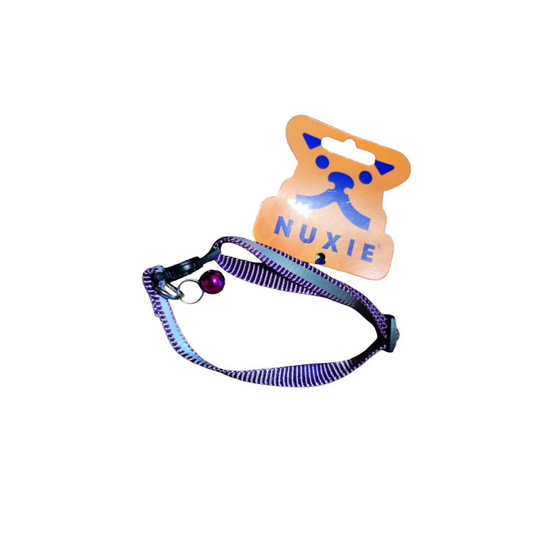 NUXIE® kačių antkaklis su šviesą atspindinčiu elementu užsegimu ir varpeliu violetinė NUXIE® kačių antkaklis su šviesą atspindinčiu elementu užsegimu ir varpeliu violetinė