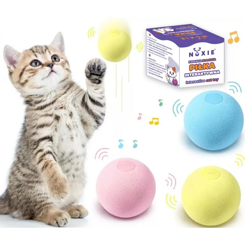 NUXIE® Cat žaislinis kamuoliukas, interaktyvus kamuolys, katžolės garsai